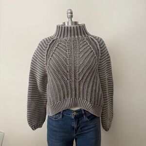 Free People Bubble Sleeve Mock Neck Cropped Sweater